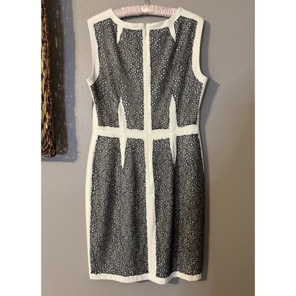 BCBGMaxAzria Rumor Dress 12 Ivory Black Stretch Sheath Sleeveless Career Church - Picture 13 of 15